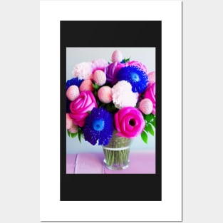 VERY CUTE PINK AND PURPLE AND BLUE FLORAL PRINT Posters and Art